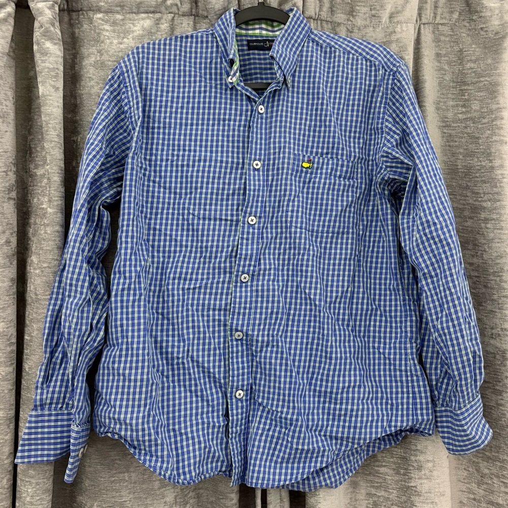Master’s Blue Checkered Men's Button Down Shirt